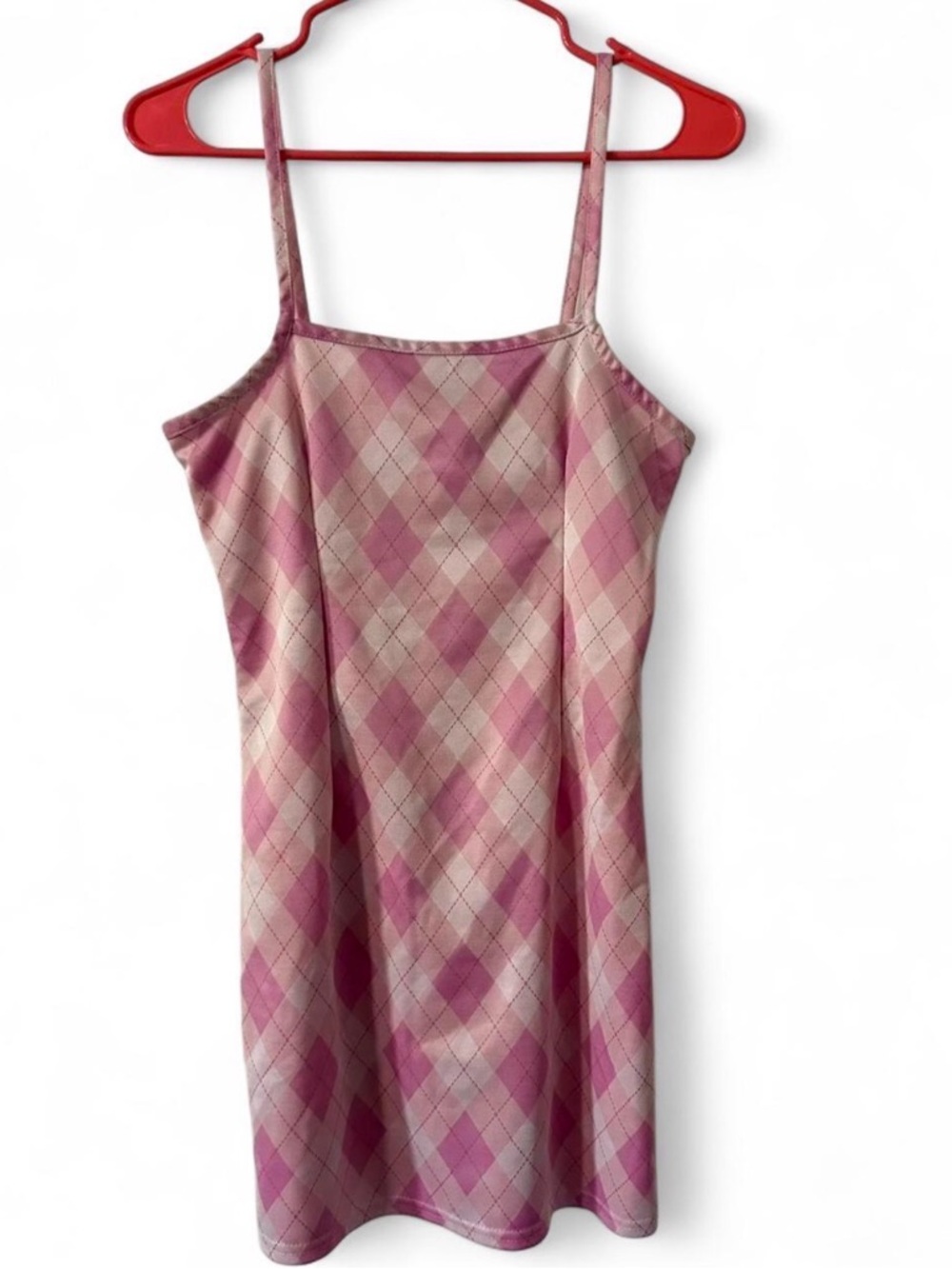 Pink Argyle Slip Dress